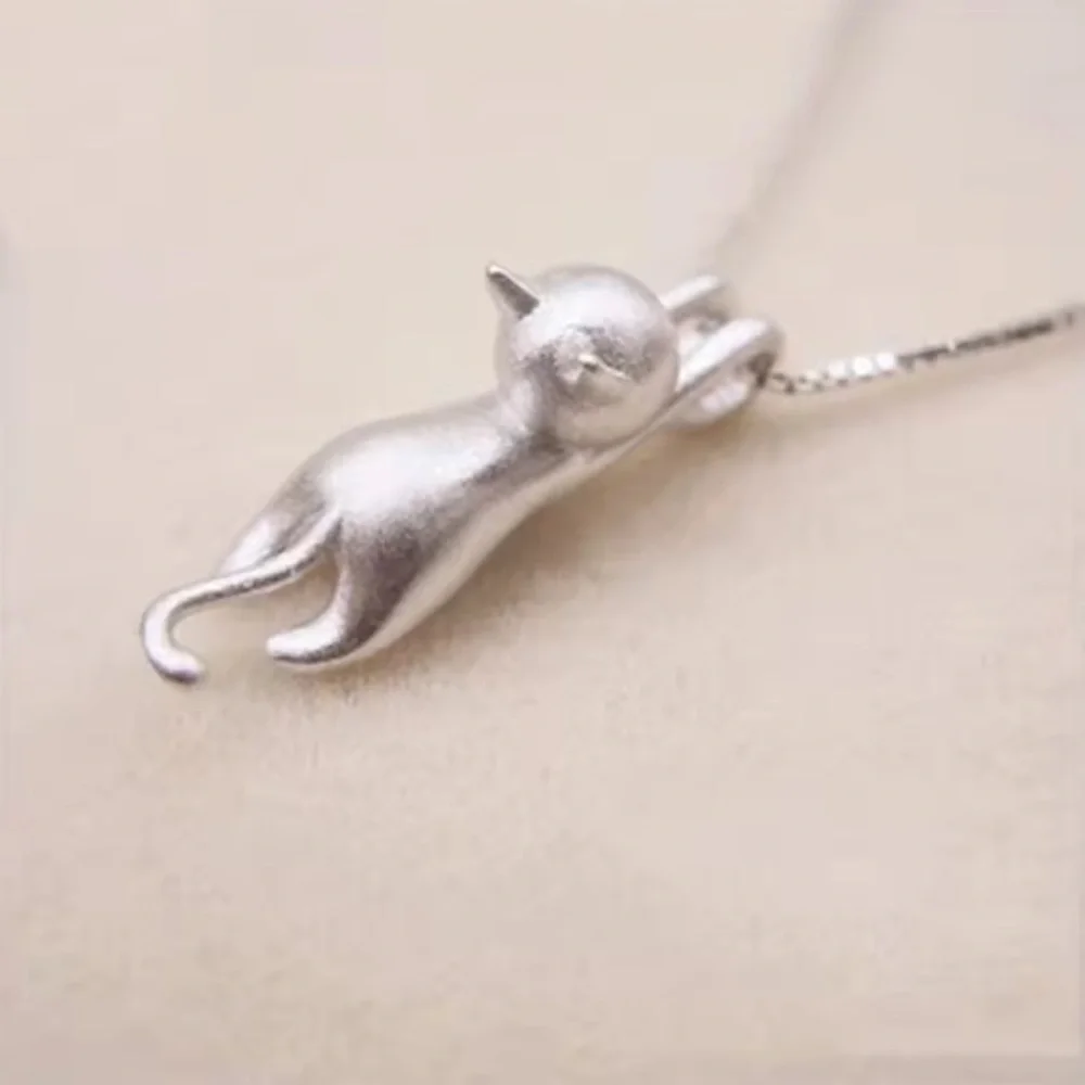 Silver Cat Pendant Necklace